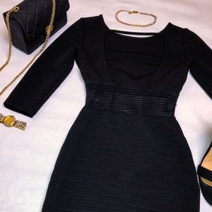 Mid Long Sleeve Black Dress